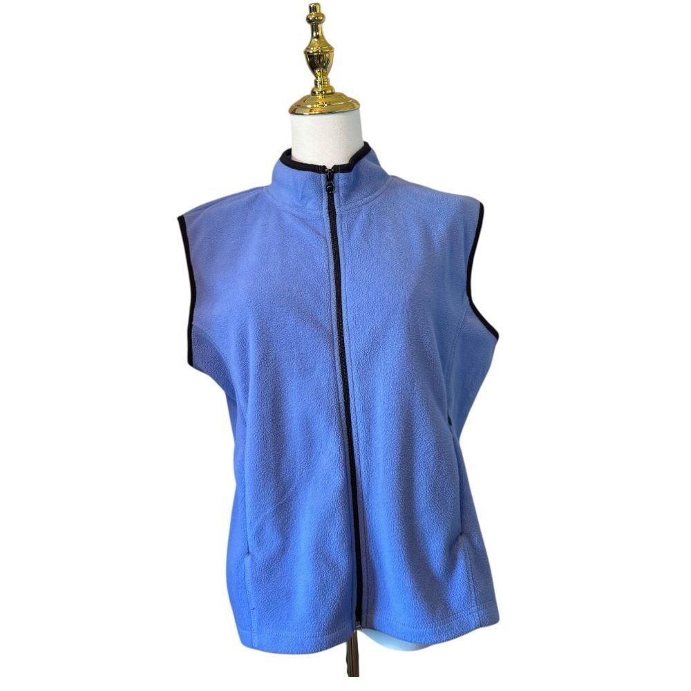 Fresh Produce Light Periwinkle Blue Zipper Sleeveless Fleece Vest XL